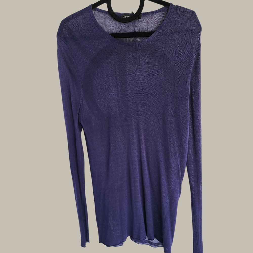 Antony Morato- Navy &nbsp;L/S Sheer Rayon T-Shirt (L)